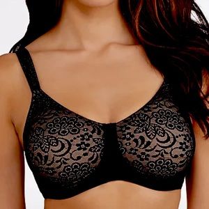 AMOENA Annette black bra lace 34D opening for prosthesis breast form